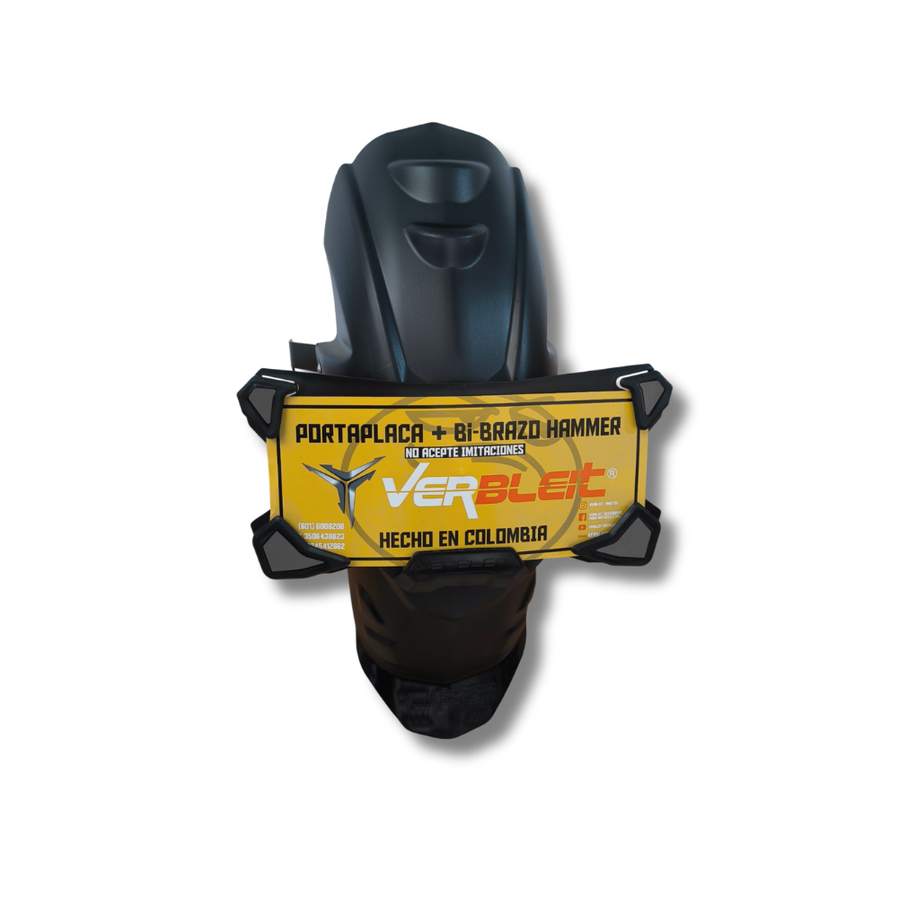 Guardabarro Trasero Hammer Platina Plana + Porta Placa - Imagen 3