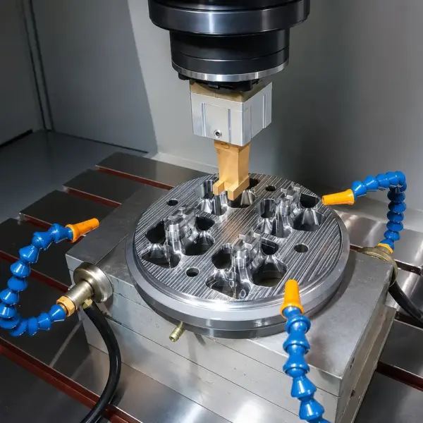 Montaje de molde sobre mesa de máquina electroerosionadora